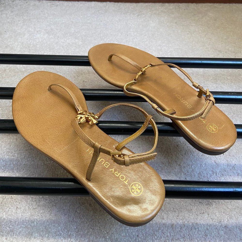 TORY BuRCH Women 90555 Capri Thong Leather Logo Sandals - NEW NWOB - Picture 4 of 7